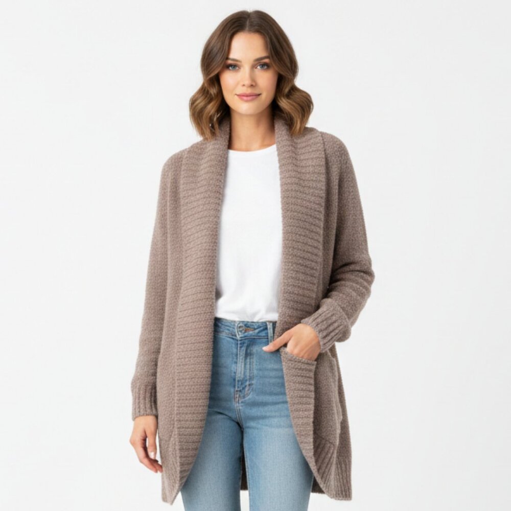 Barefoot Dreams CozyChic Ribbed Open Front Cardigan Size Medium